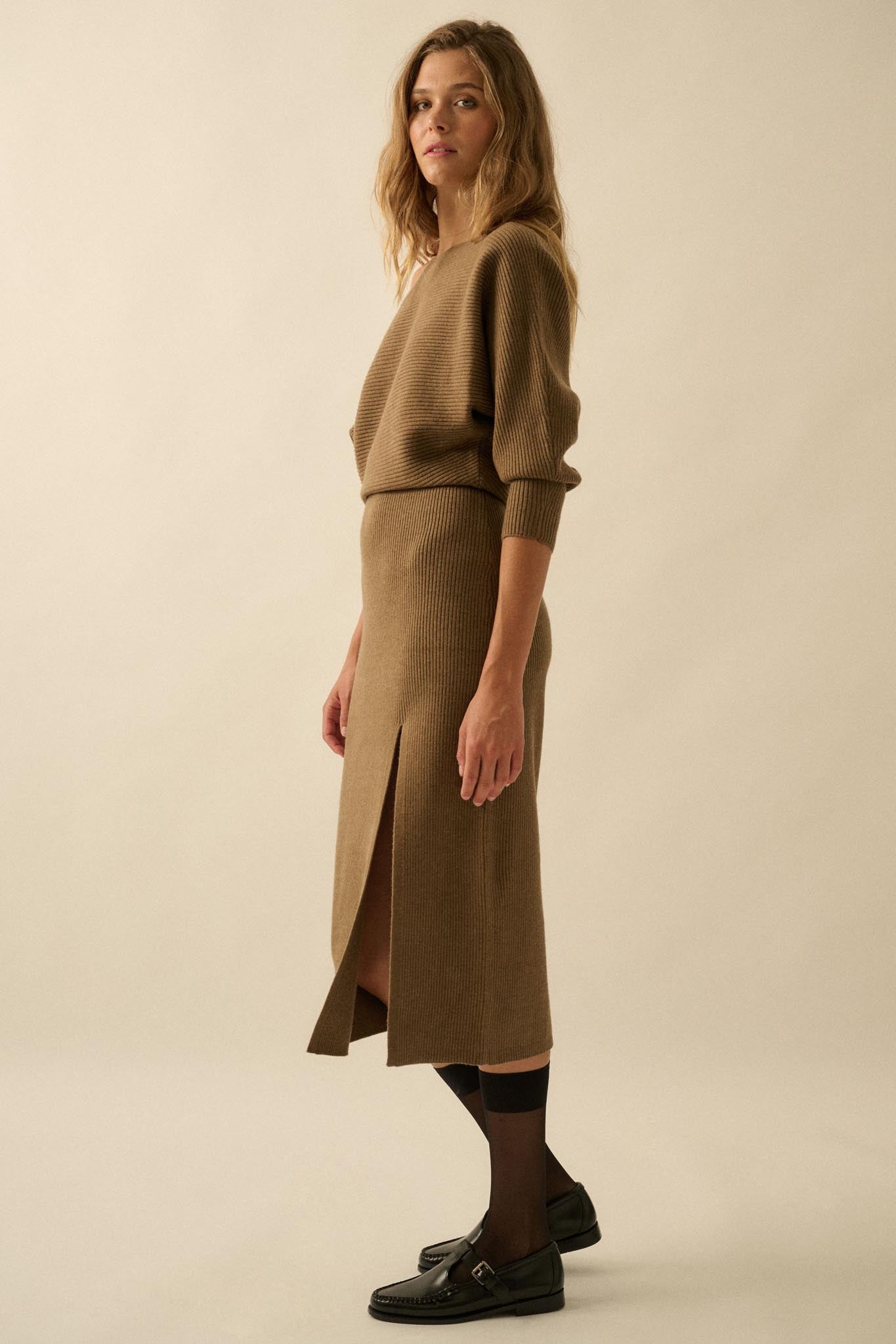 Make It Happen One-Shoulder Midi Sweater Dress