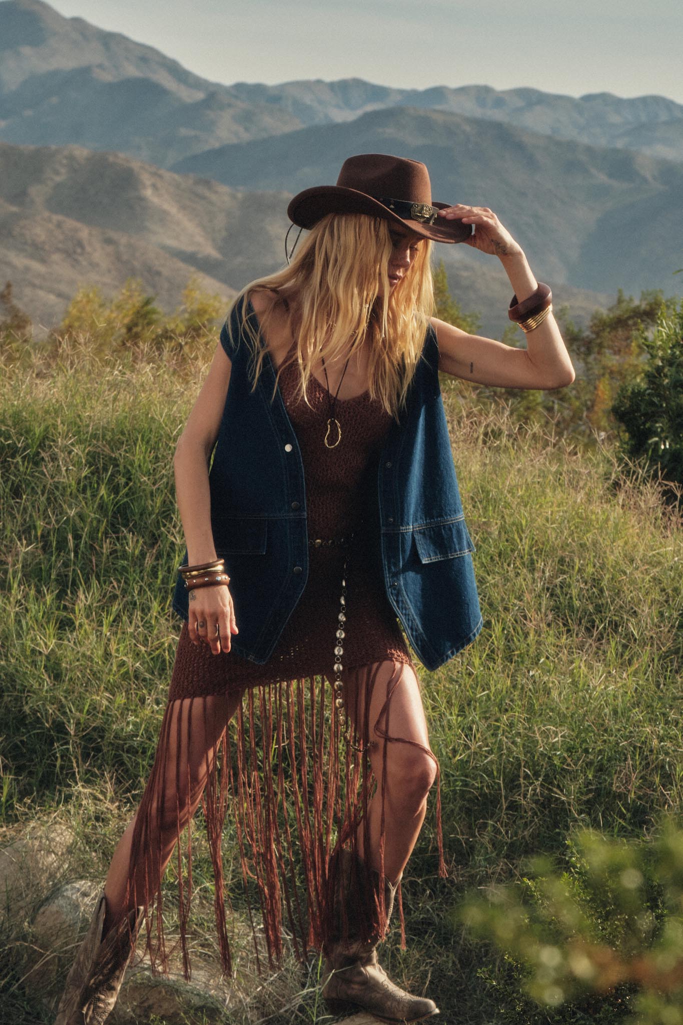 Fringe Benefits Crochet Fringed Maxi Tank Dress