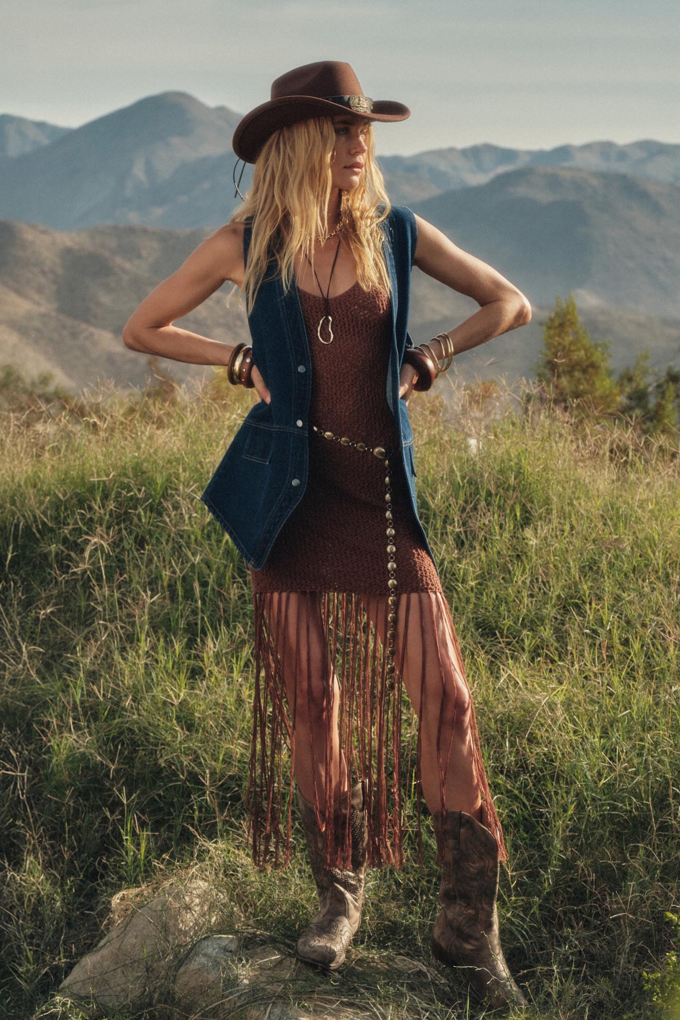 Fringe Benefits Crochet Fringed Maxi Tank Dress