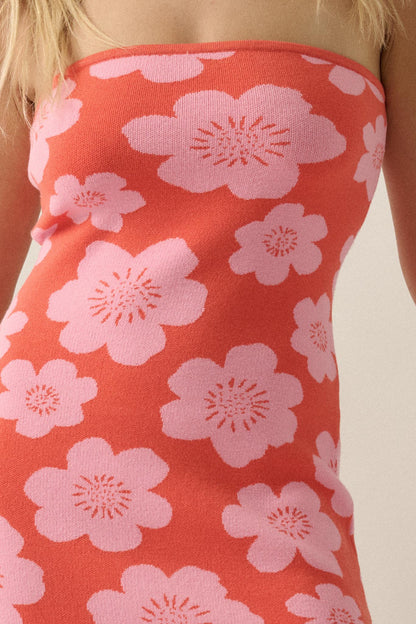 Buzzy Blooms Floral Strapless Maxi Sweater Dress