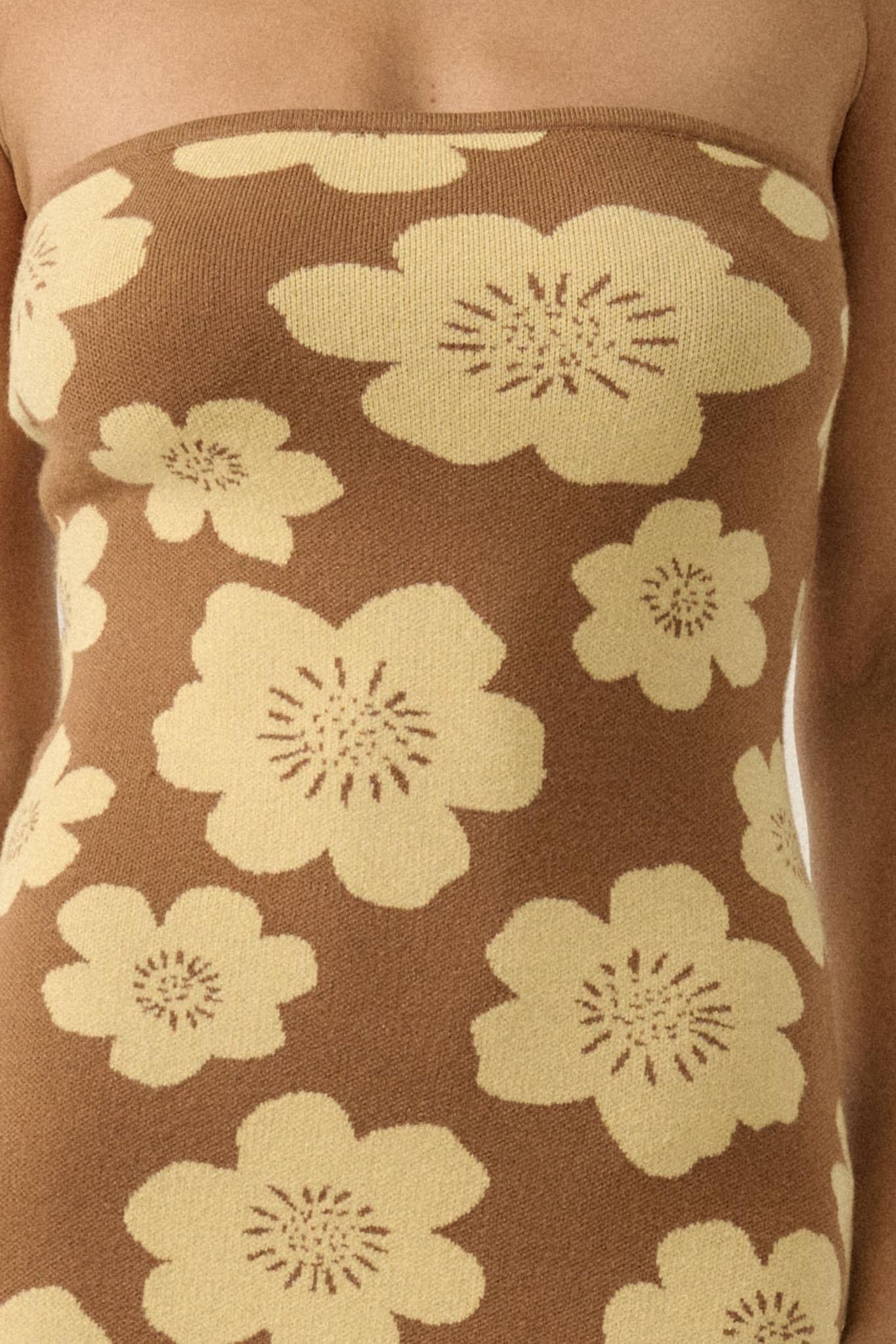 Buzzy Blooms Floral Strapless Maxi Sweater Dress