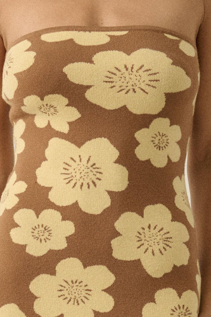 Buzzy Blooms Floral Strapless Maxi Sweater Dress