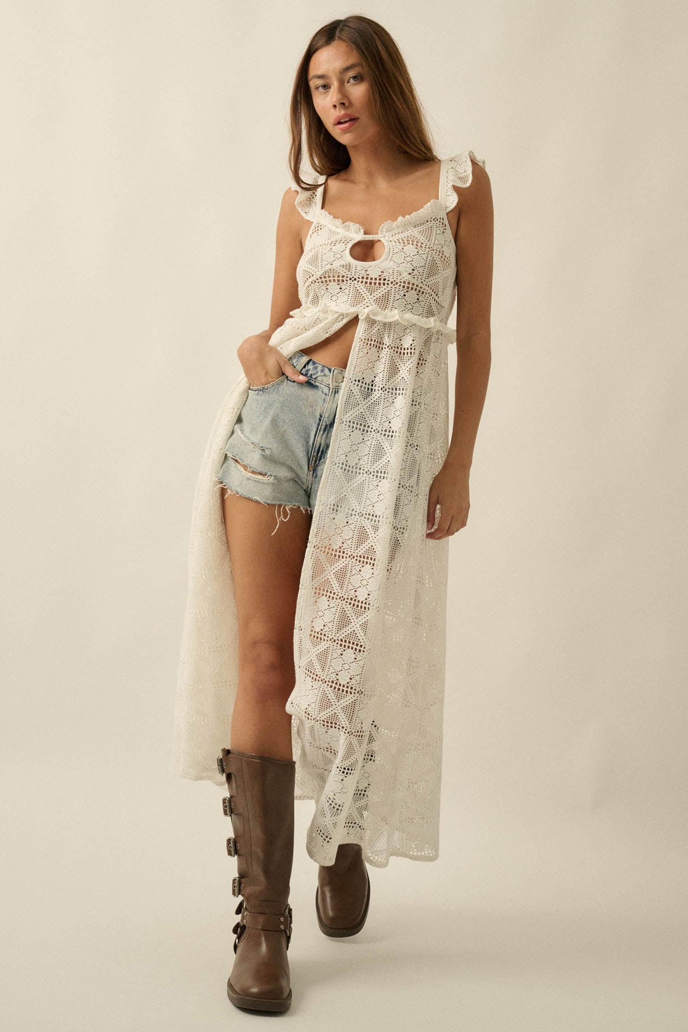 Kindred Spirit Crochet Lace Layering Midi Dress