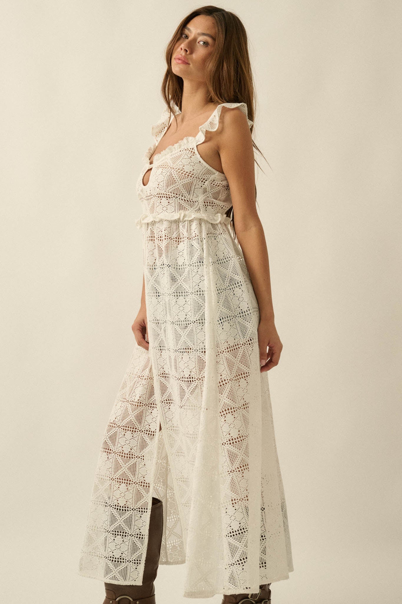 Kindred Spirit Crochet Lace Layering Midi Dress