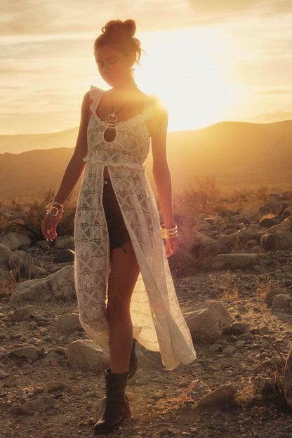 Kindred Spirit Crochet Lace Layering Midi Dress