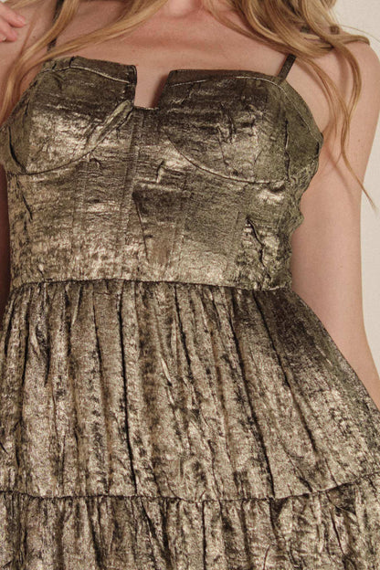 Precious Metals Textured Metallic Maxi Dress