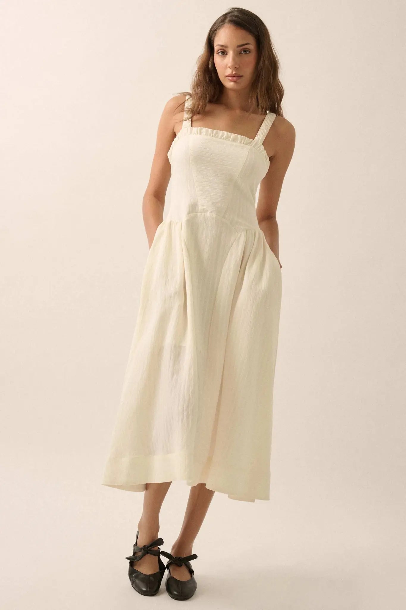 Lovely Life Tonal-Stripe Fit-and-Flare Midi Dress