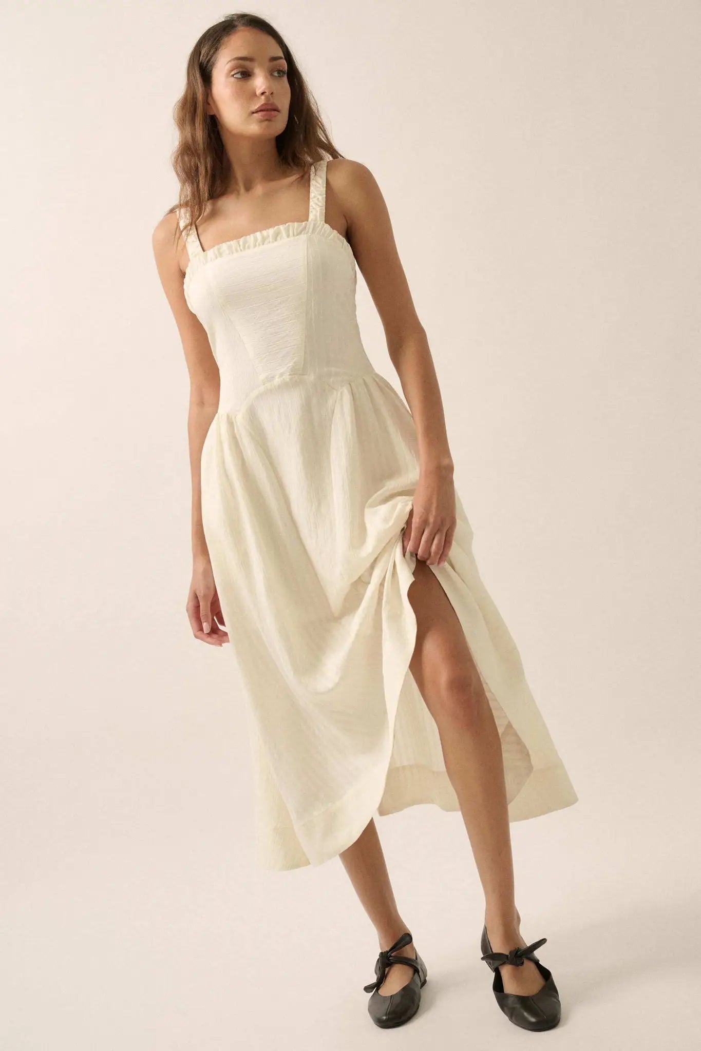 Lovely Life Tonal-Stripe Fit-and-Flare Midi Dress