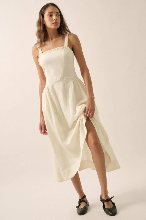Lovely Life Tonal-Stripe Fit-and-Flare Midi Dress