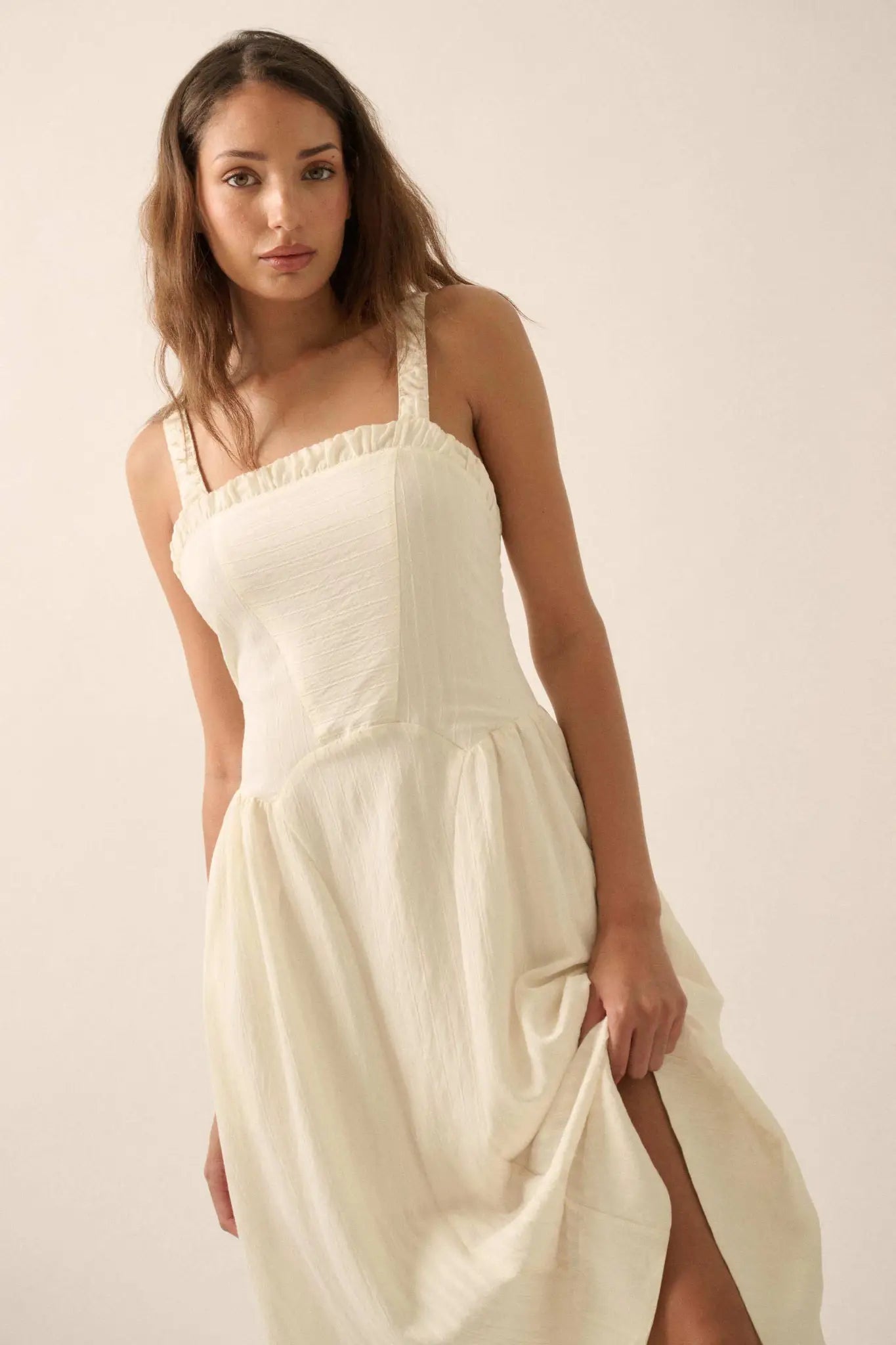 Lovely Life Tonal-Stripe Fit-and-Flare Midi Dress