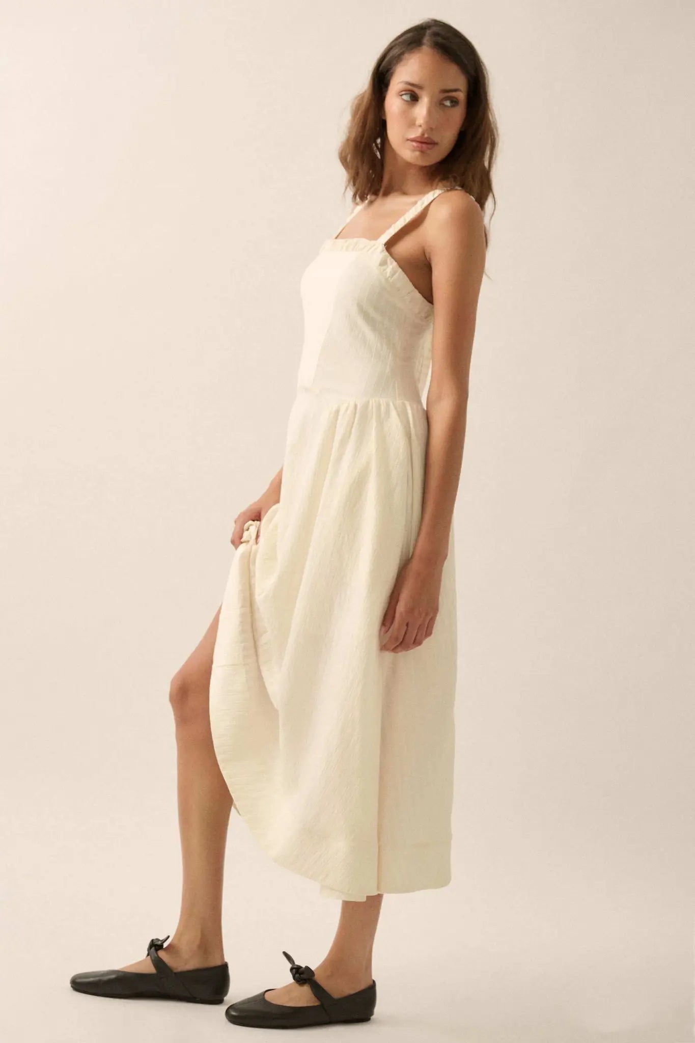 Lovely Life Tonal-Stripe Fit-and-Flare Midi Dress