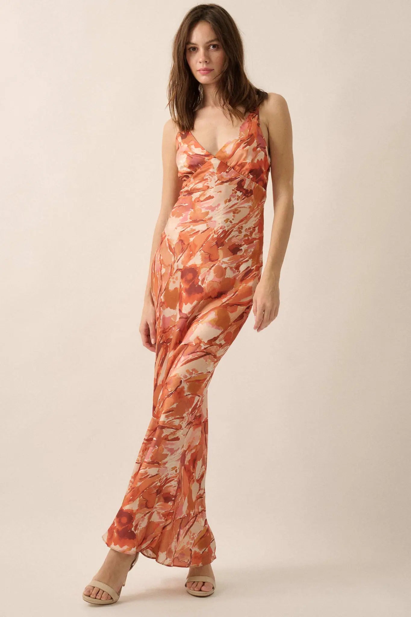 Dream Come True Abstract-Print Satin Maxi Dress