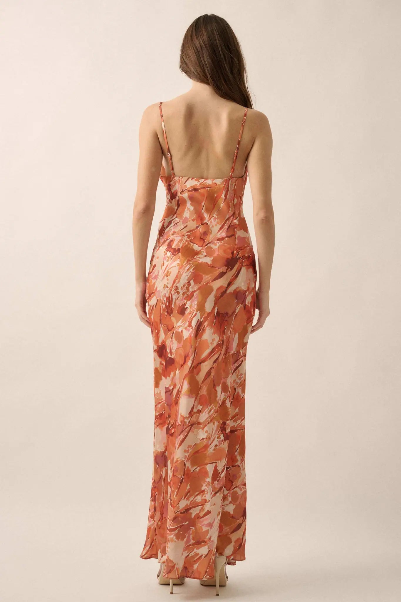 Dream Come True Abstract-Print Satin Maxi Dress