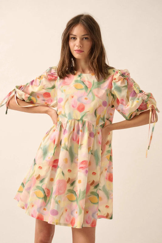 Blossom with Grace Floral Babydoll Mini Dress