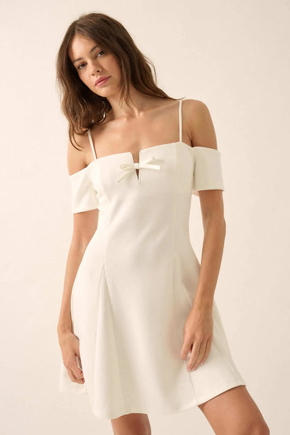 Simple Bliss Cold-Shoulder Scuba Mini Dress
