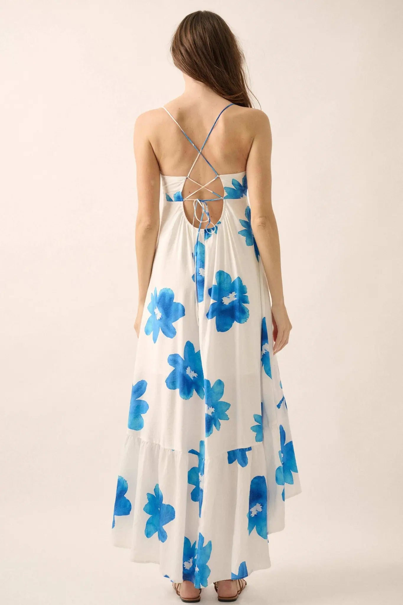 Beautiful Season Floral High-Low Ruffle Maxi Dress