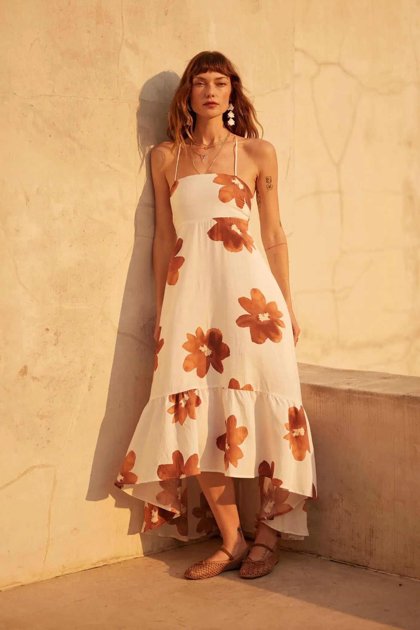 Beautiful Season Floral High-Low Ruffle Maxi Dress