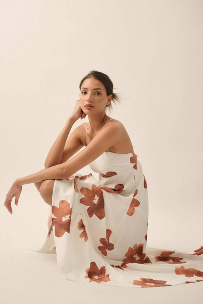 Beautiful Season Floral High-Low Ruffle Maxi Dress