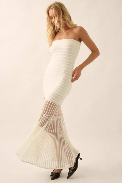 Line of Beauty Ribbed Knit Strapless Maxi Dress
