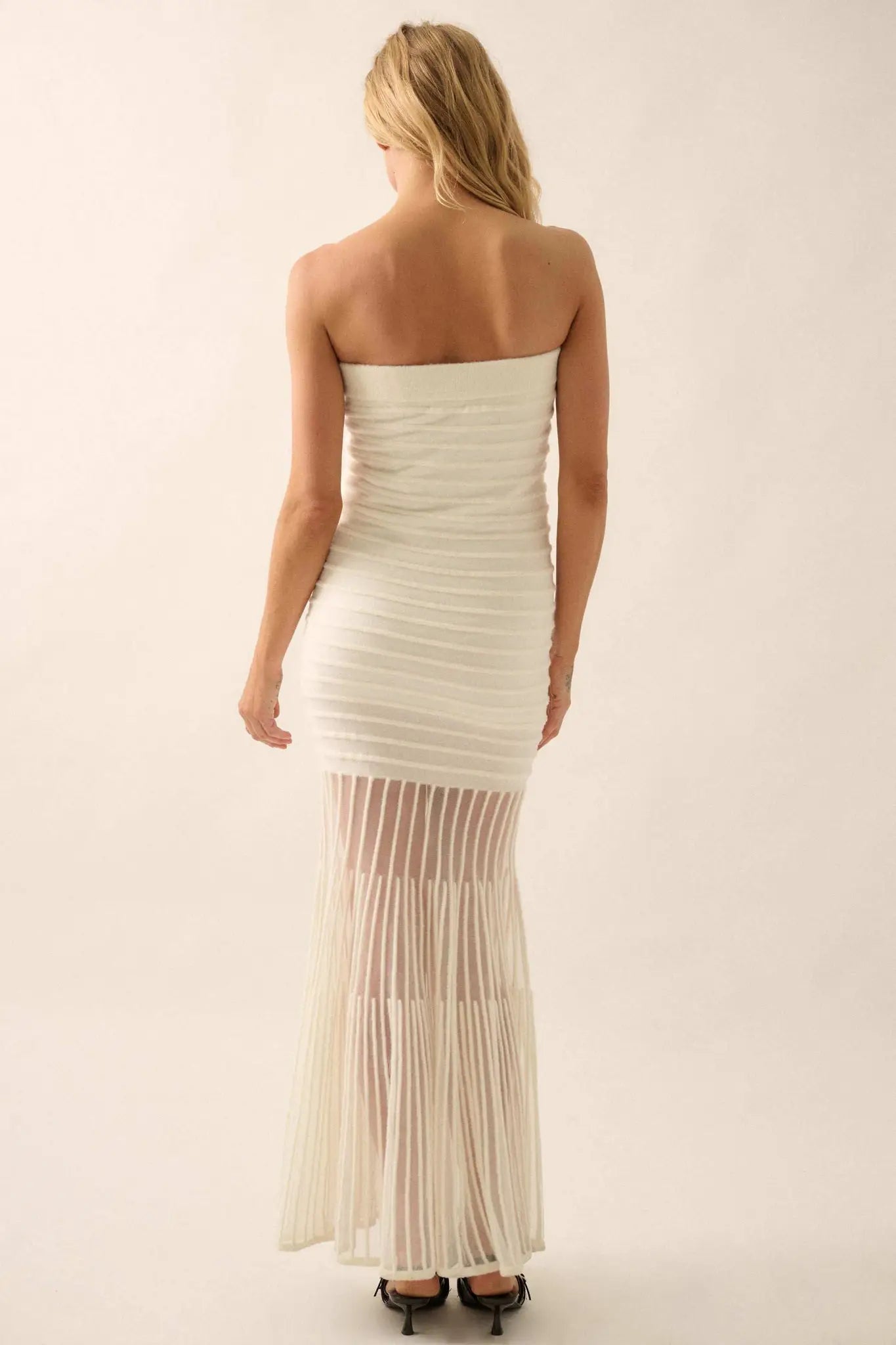 Line of Beauty Ribbed Knit Strapless Maxi Dress