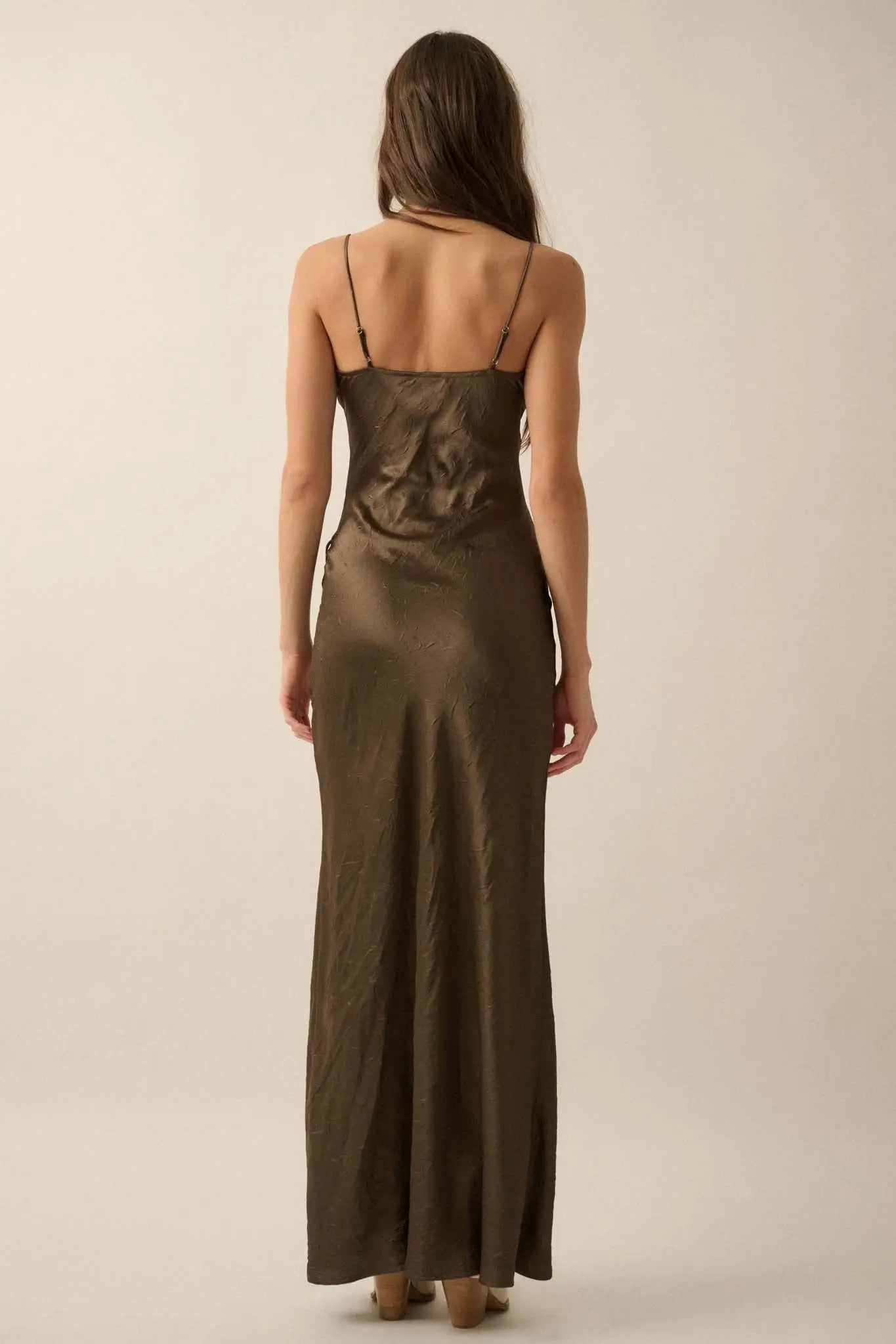 Satin Sensation Textured Satin Cutout Maxi Dress