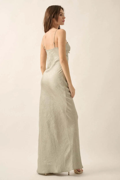 Satin Sensation Textured Satin Cutout Maxi Dress