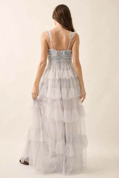 Frill of It All Ruffled Tulle and Lace Maxi Dress