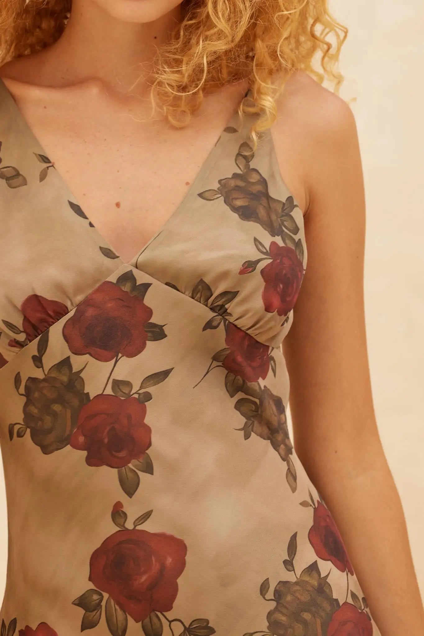 Exquisite Beauty Bias-Cut Floral Satin Maxi Dress
