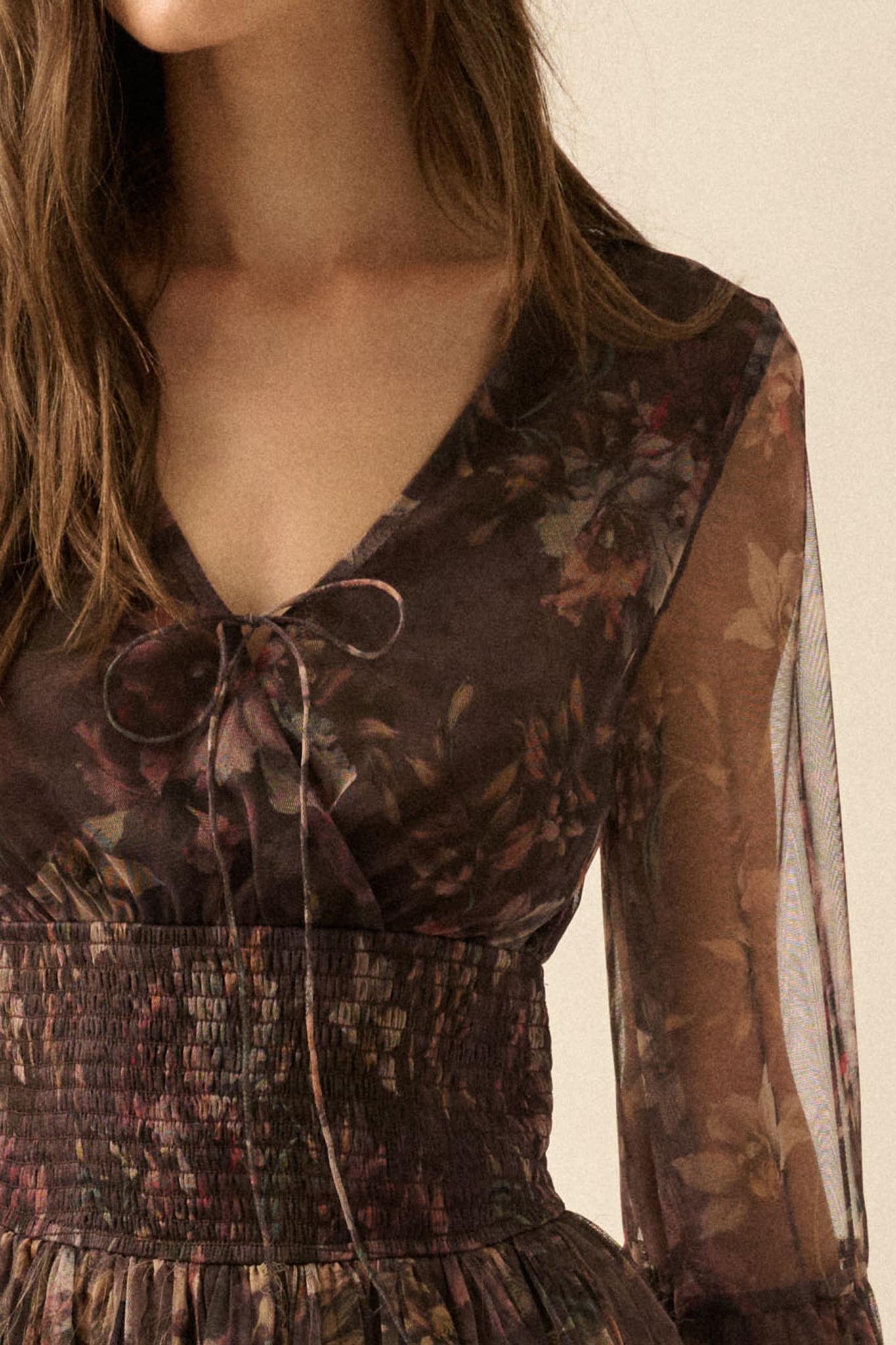 Pure Bliss Layered Floral Tulle Pleated Mini Dress