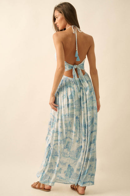 Scenic Beauty Toile Tie-Back Halter Maxi Dress