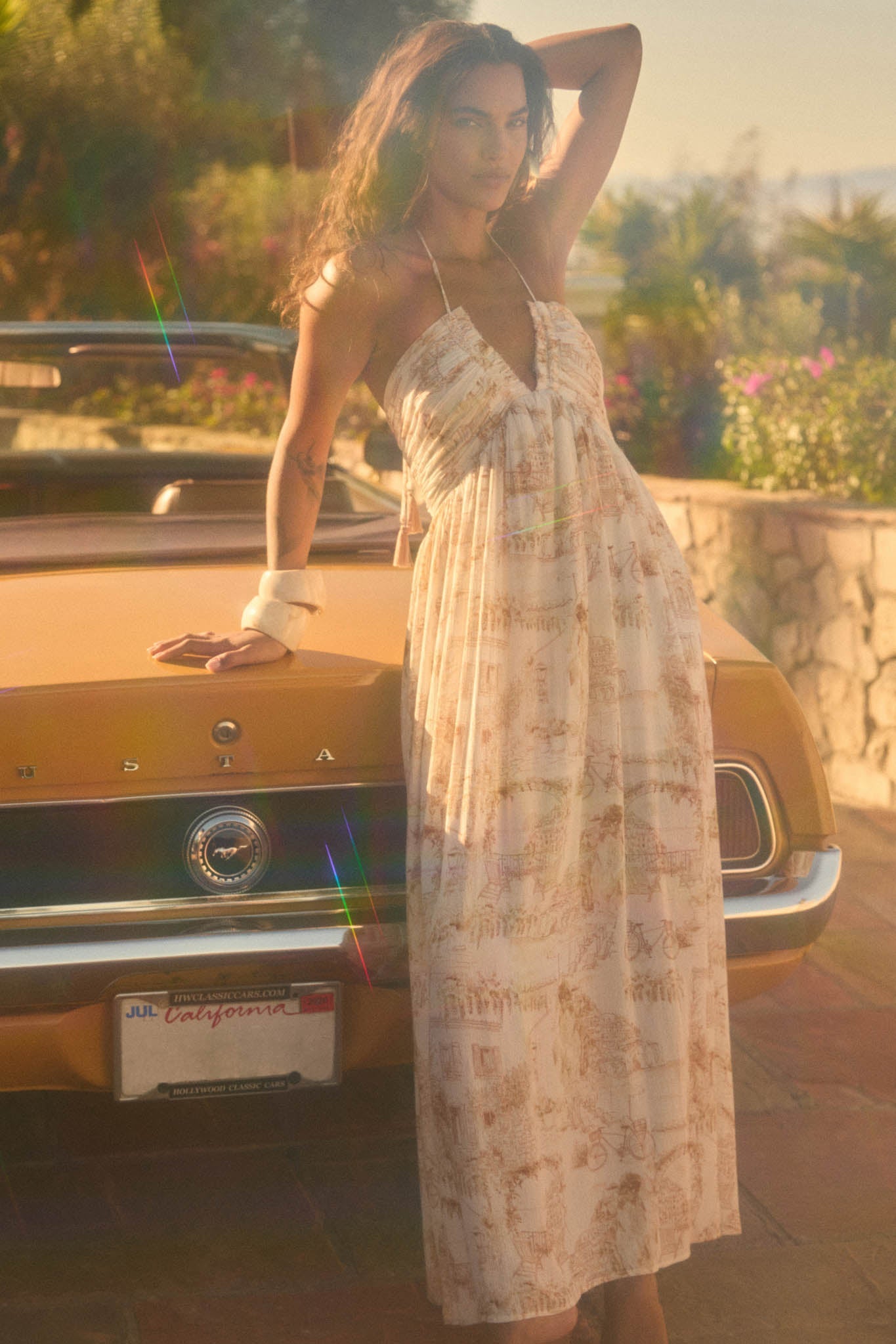 Scenic Beauty Toile Tie-Back Halter Maxi Dress