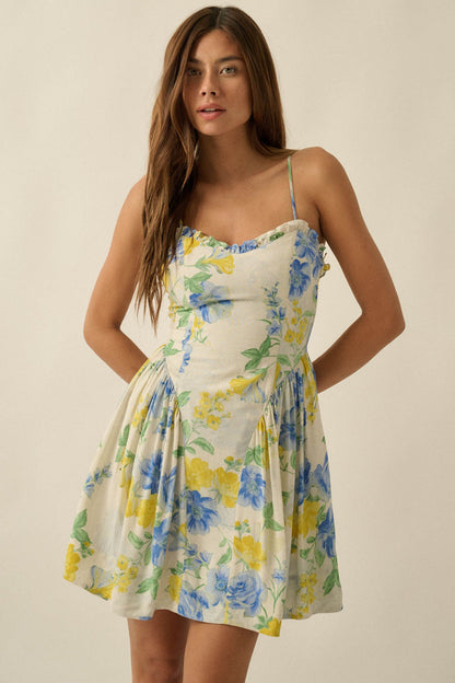 Endless Beauty Floral-Print Sweetheart Mini Dress