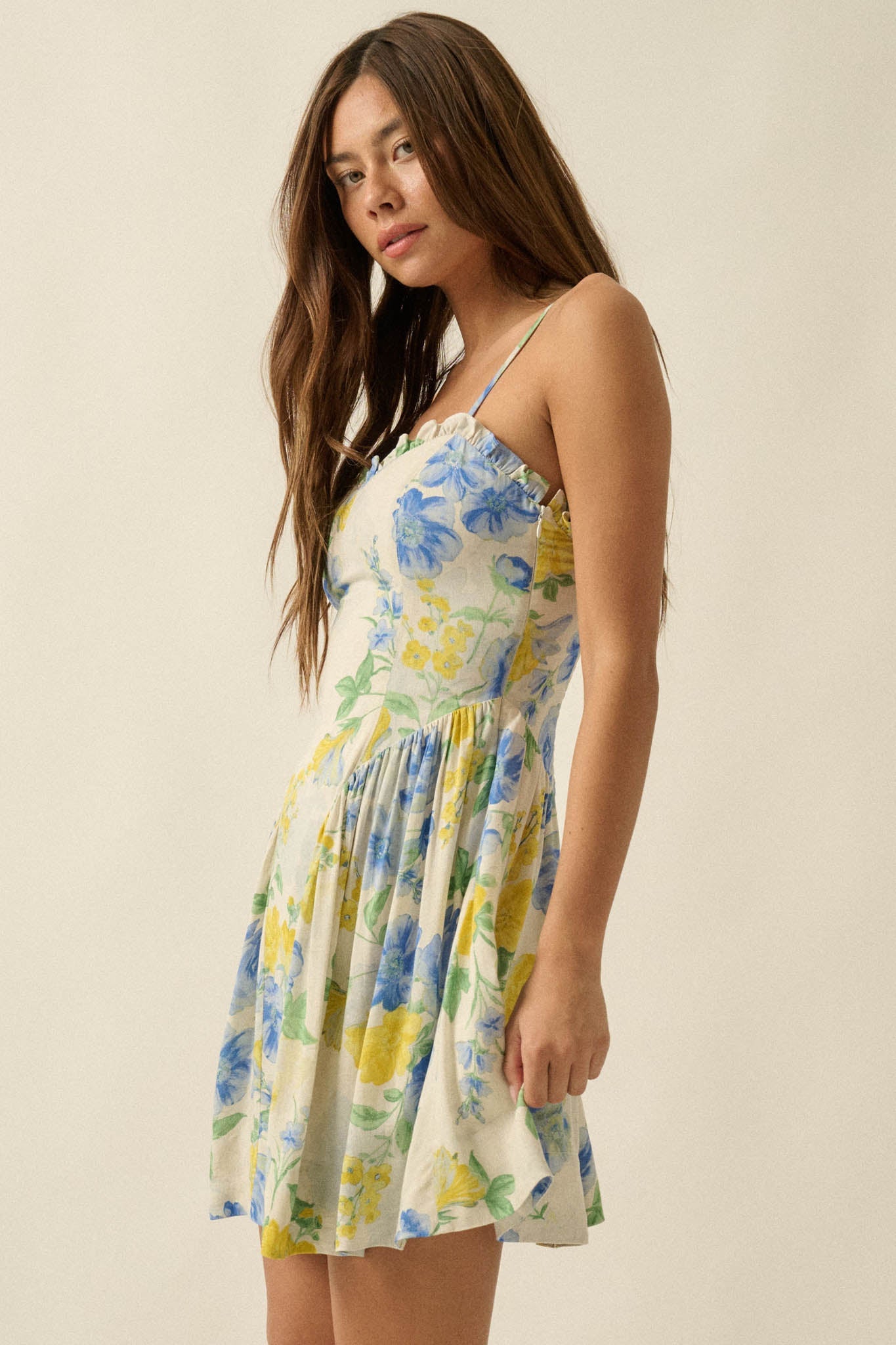 Endless Beauty Floral-Print Sweetheart Mini Dress
