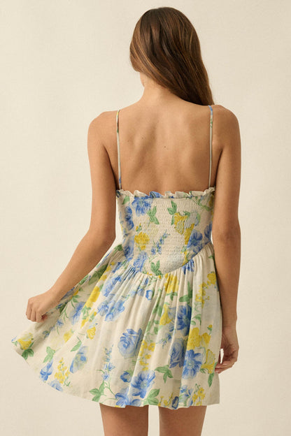 Endless Beauty Floral-Print Sweetheart Mini Dress