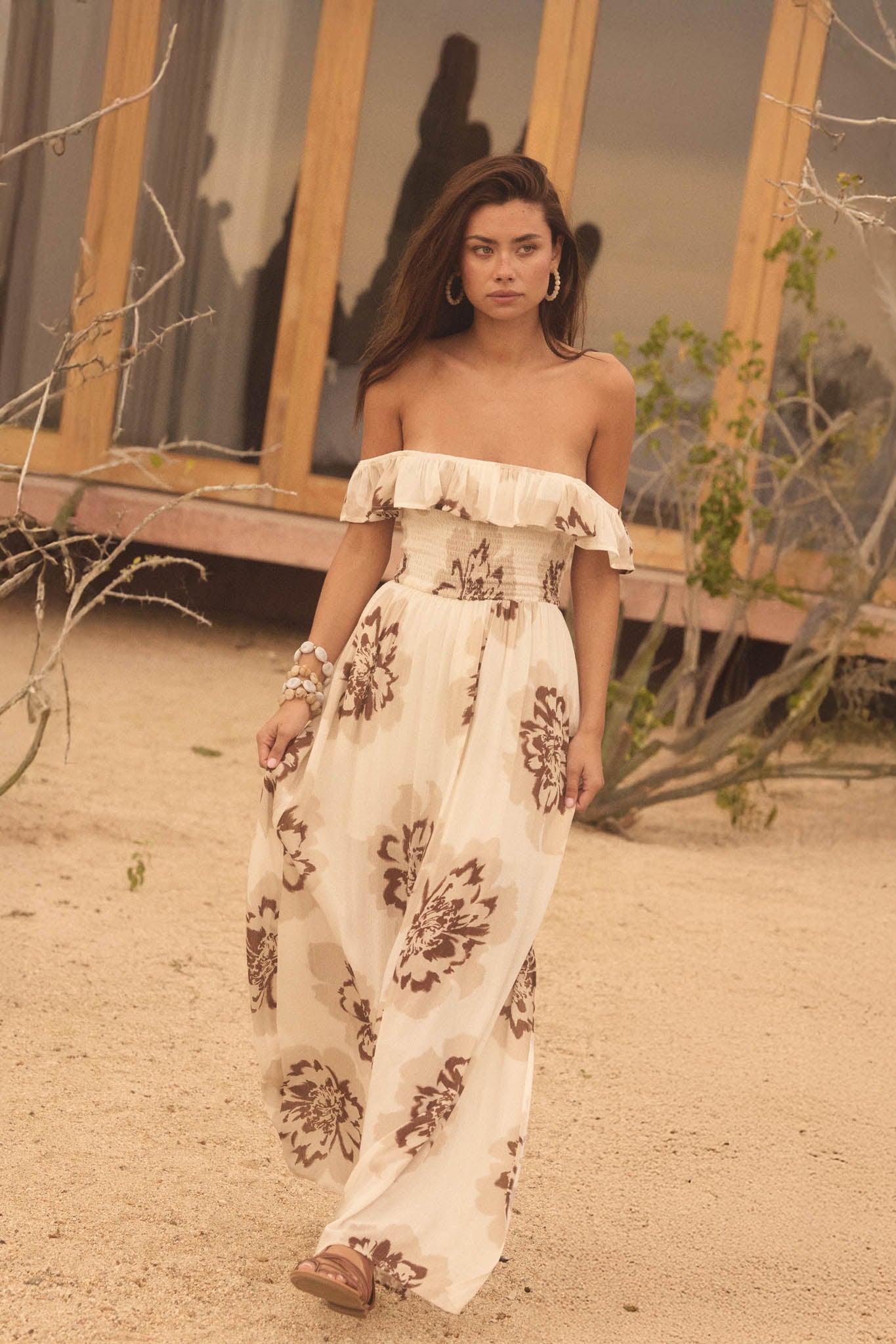 Blooming Up Floral Smocked Ruffle Maxi Dress