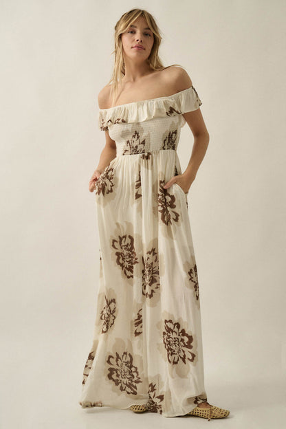 Blooming Up Floral Smocked Ruffle Maxi Dress