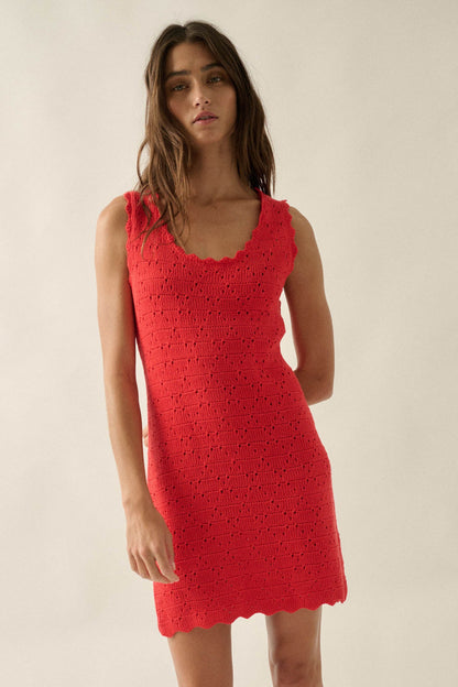 Carefree Days Pointelle Crochet-Knit Mini Dress