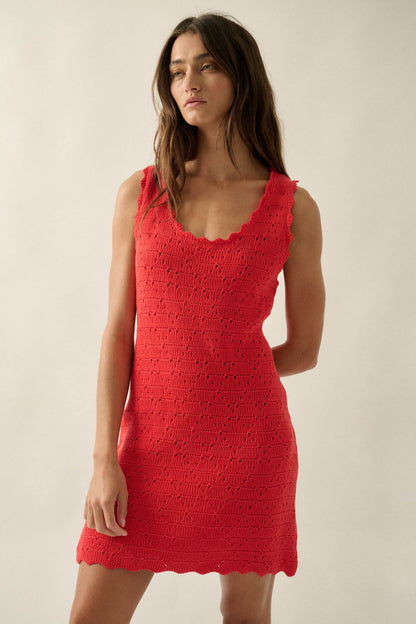 Carefree Days Pointelle Crochet-Knit Mini Dress