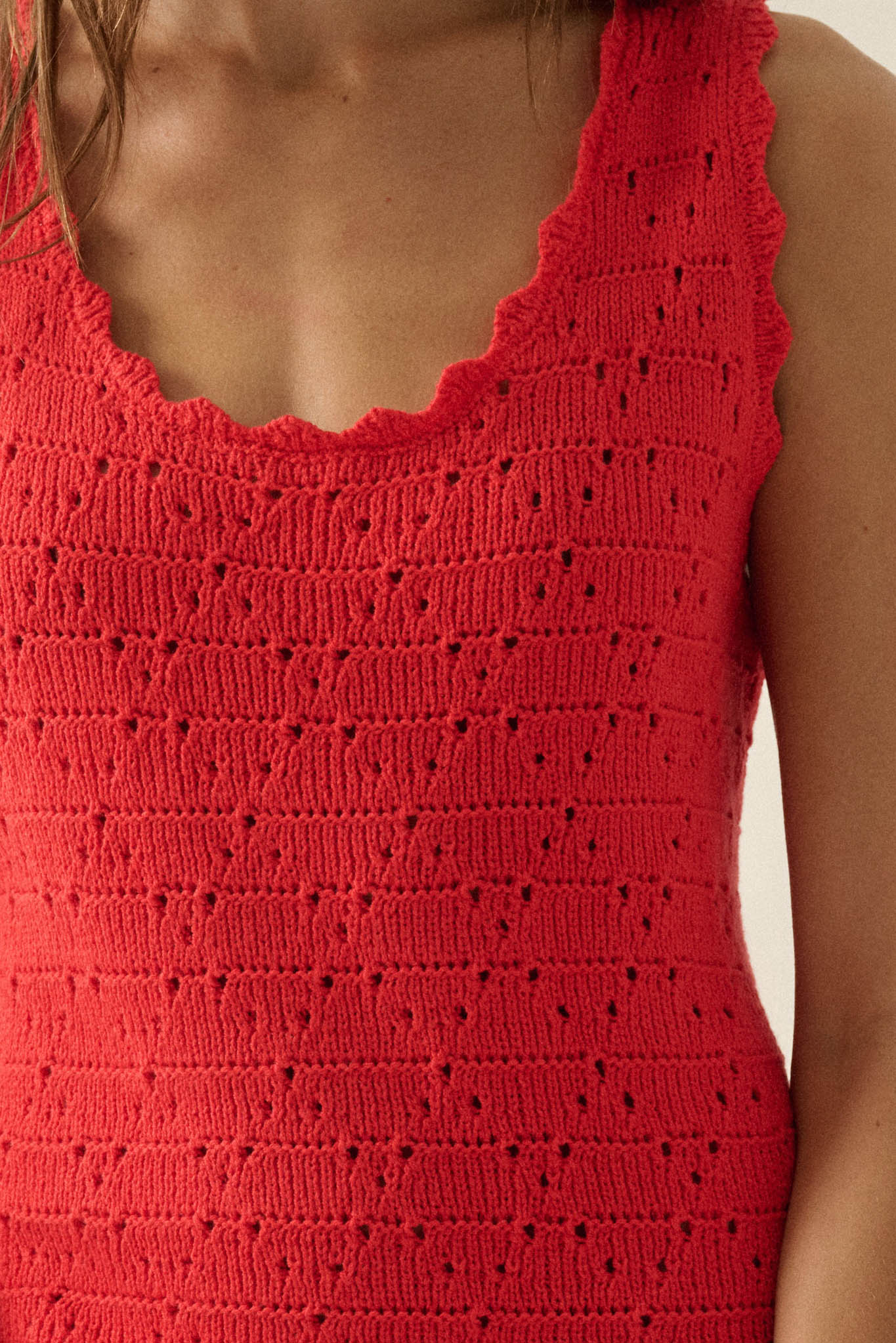 Carefree Days Pointelle Crochet-Knit Mini Dress