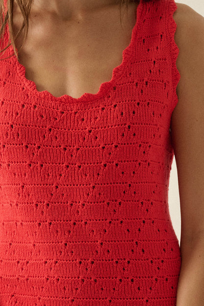 Carefree Days Pointelle Crochet-Knit Mini Dress