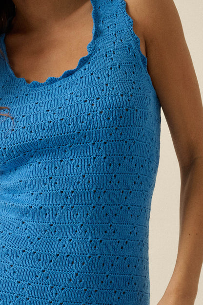 Carefree Days Pointelle Crochet-Knit Mini Dress