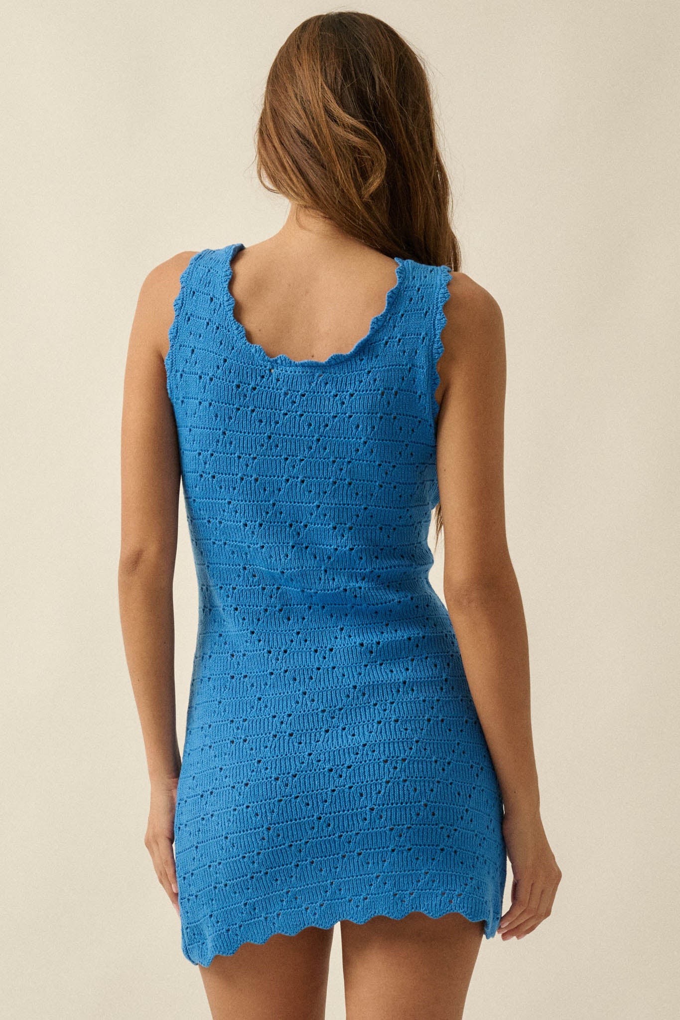 Carefree Days Pointelle Crochet-Knit Mini Dress
