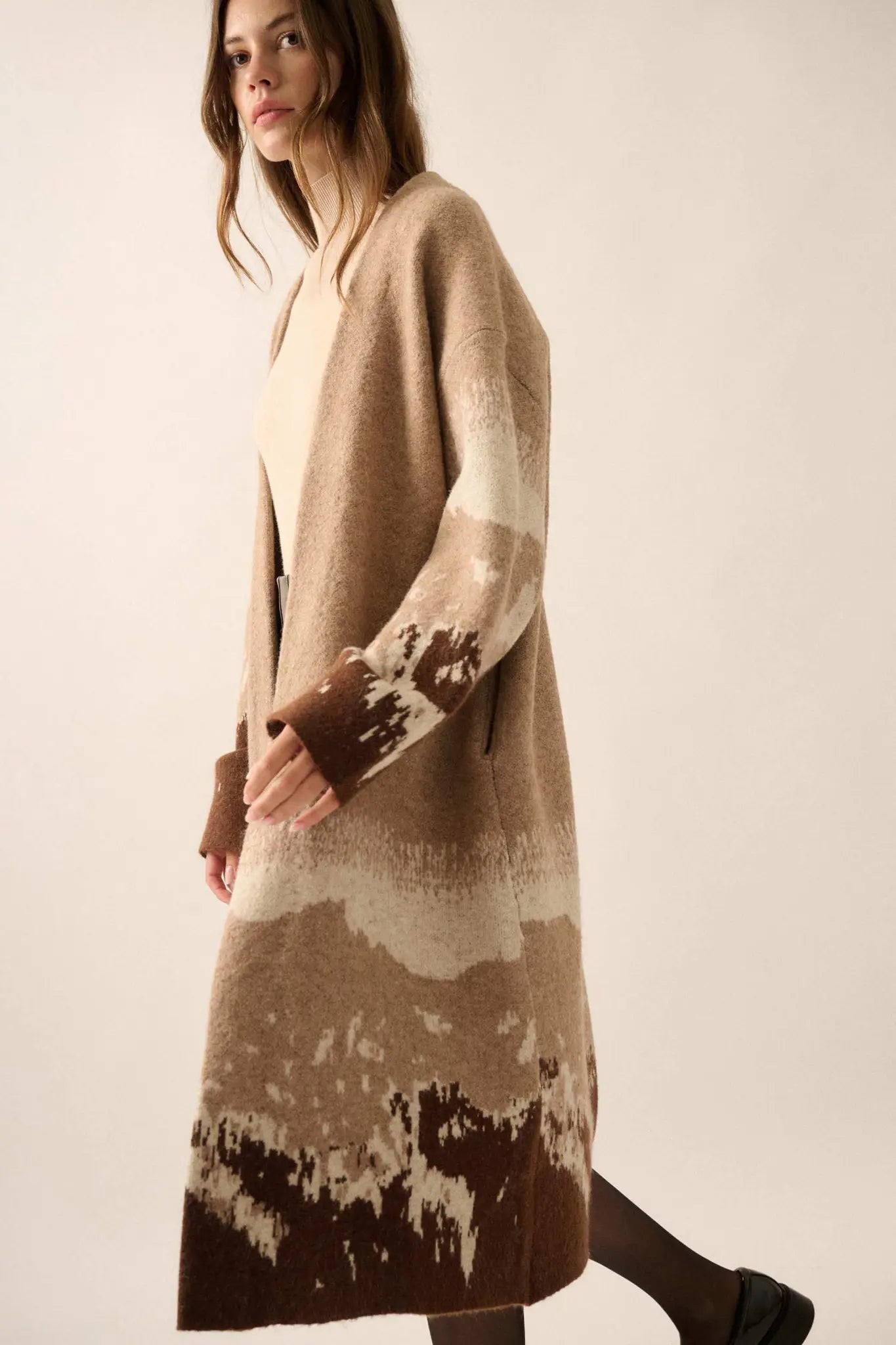 Northern Range Open-Front Graphic Duster Cardigan