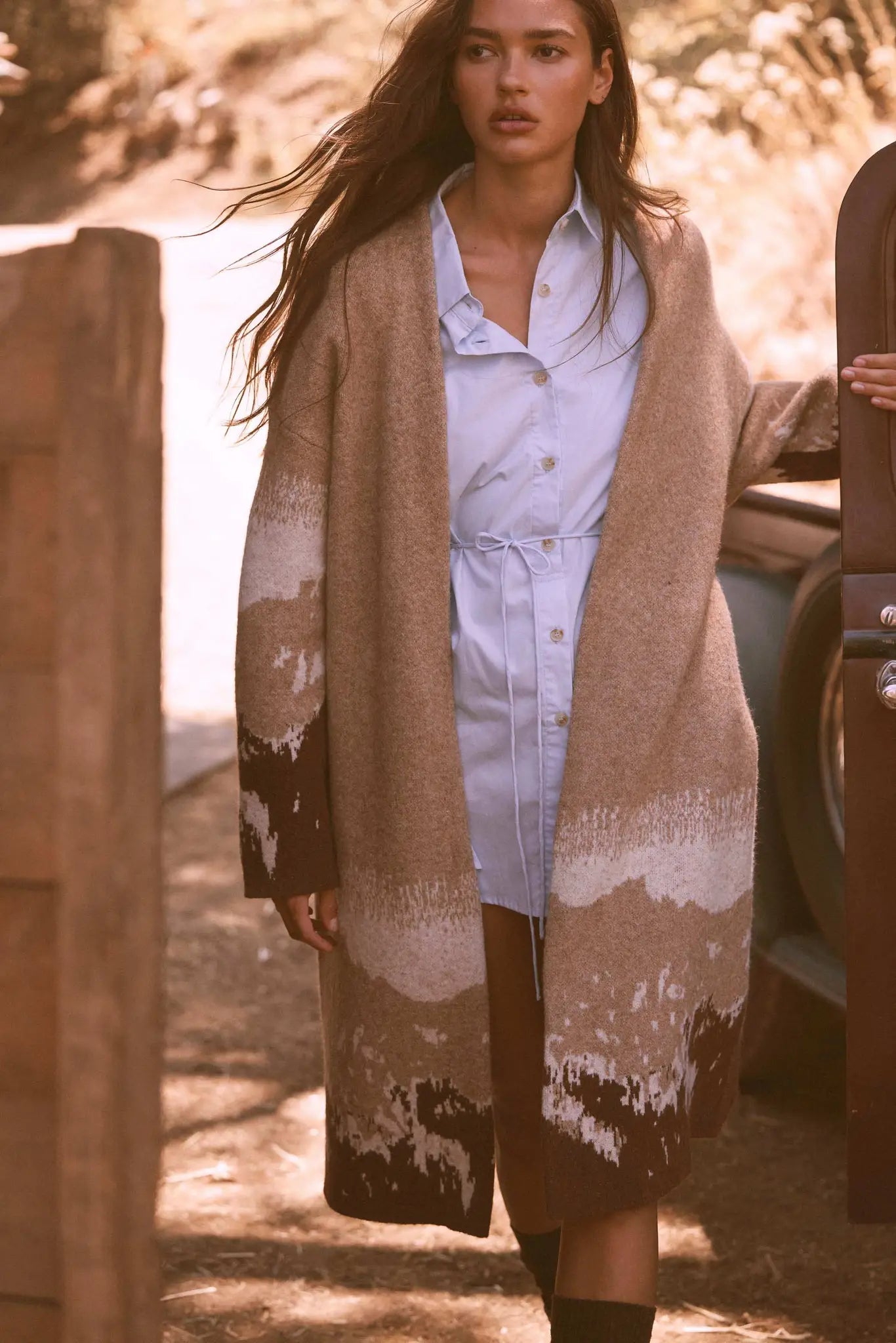 Northern Range Open-Front Graphic Duster Cardigan