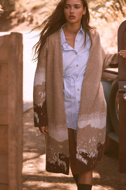 Northern Range Open-Front Graphic Duster Cardigan