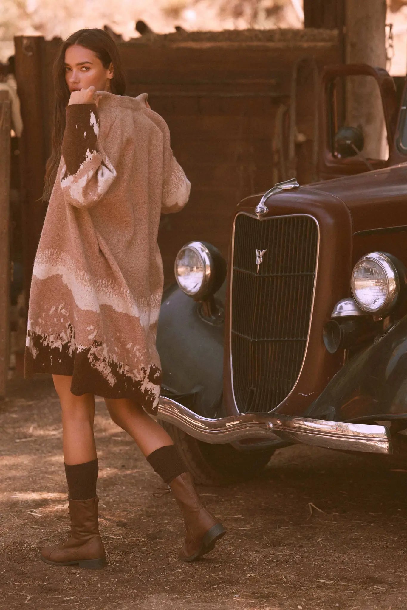 Northern Range Open-Front Graphic Duster Cardigan