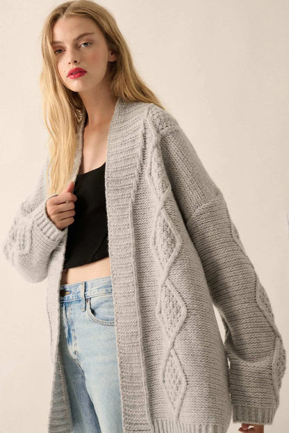 Diamond Hill Open-Front Cable Knit Pocket Cardigan