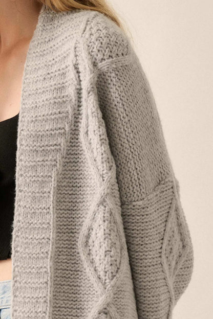 Diamond Hill Open-Front Cable Knit Pocket Cardigan