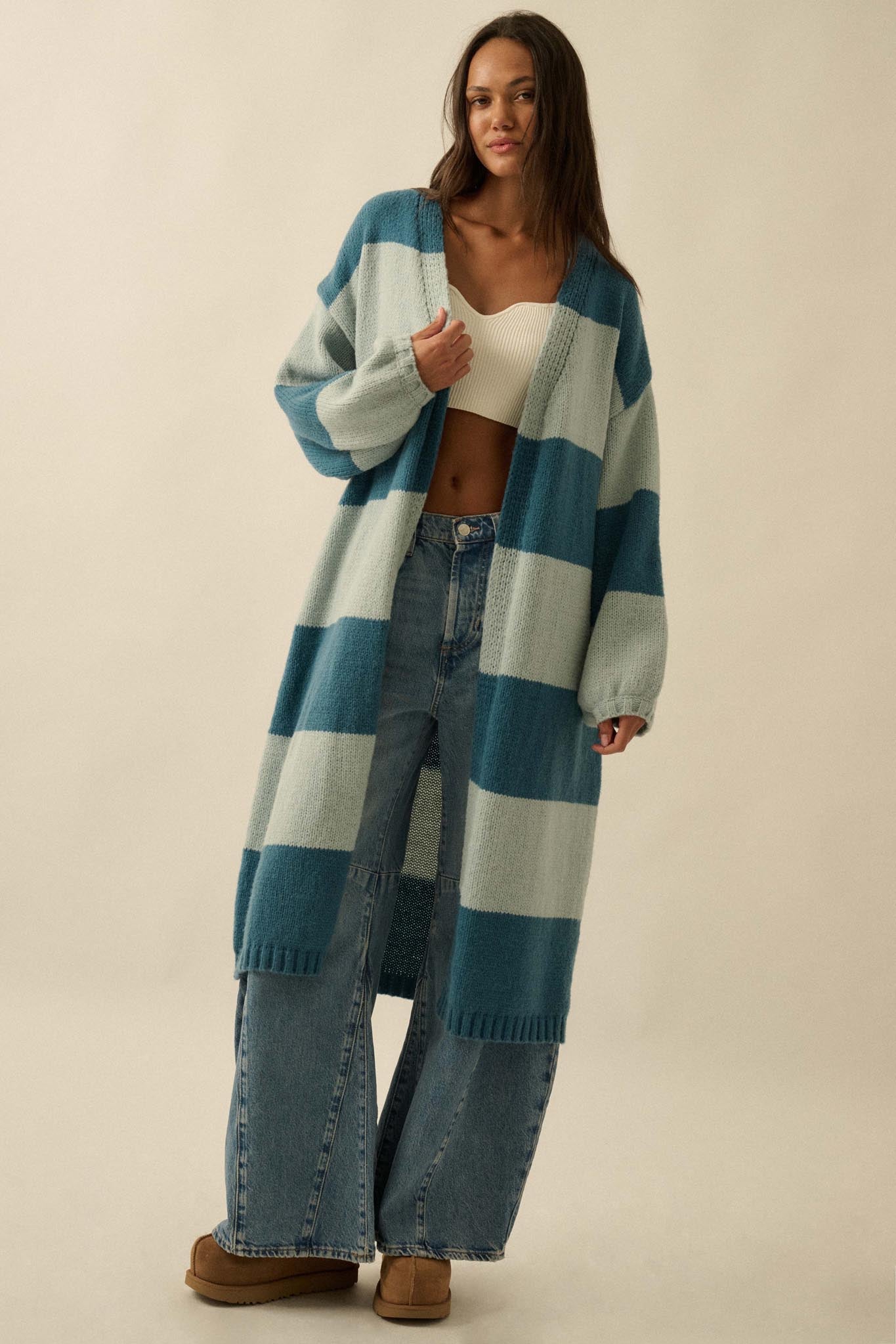 Cozy Days Colorblock Striped Duster Cardigan