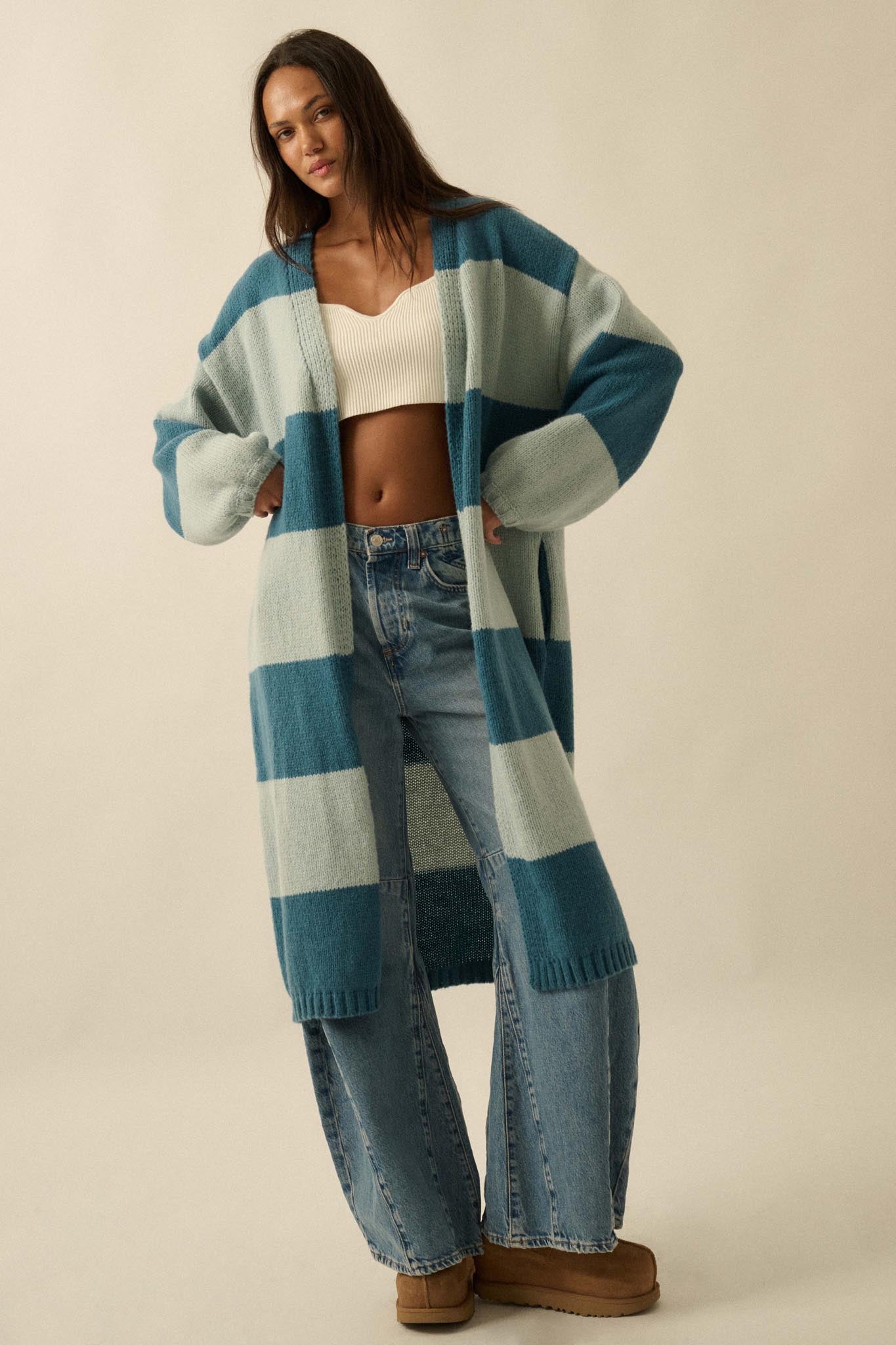 Cozy Days Colorblock Striped Duster Cardigan